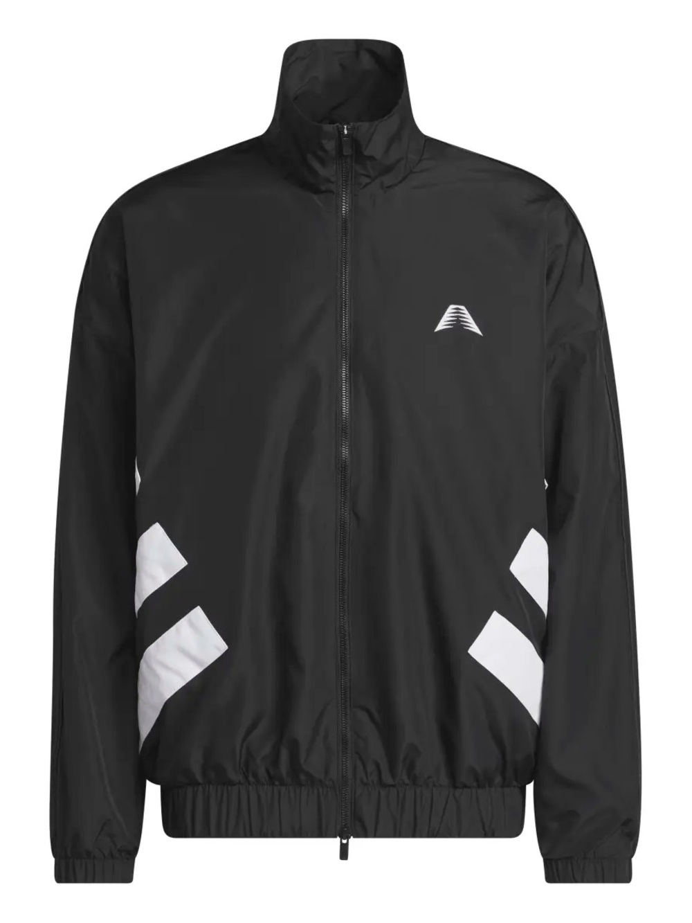 Men's Black Windbreaker Track Jacket with White Chevron Accents